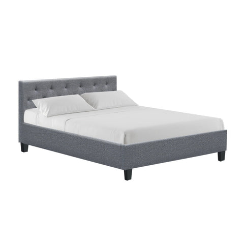 Double grey fabric bed frame