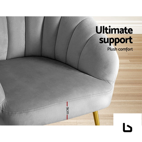 Armchair velvet grey eloise - furniture > living room