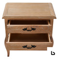 Bali bedside table 2 drawers storage cabinet shelf side end