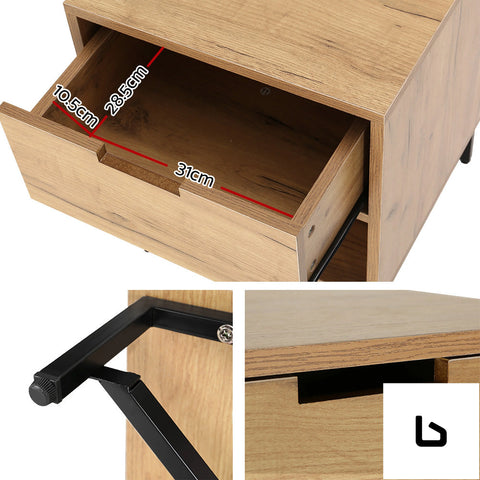 Bedside table drawers shelf side nightstand storage bedroom