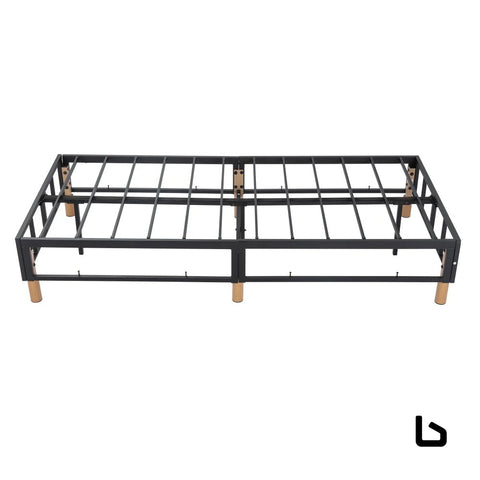 Metal bed frame mattress foundation blue – queen