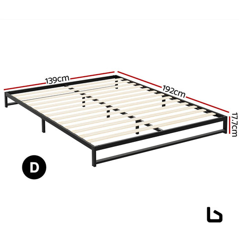 Metal bed frame double size base mattress platform black