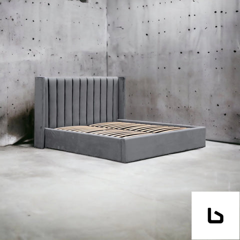 Beauty charcoal velvet fabric bed frame