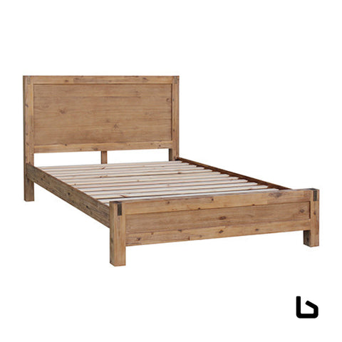 Bed frame king size in solid wood veneered acacia bedroom
