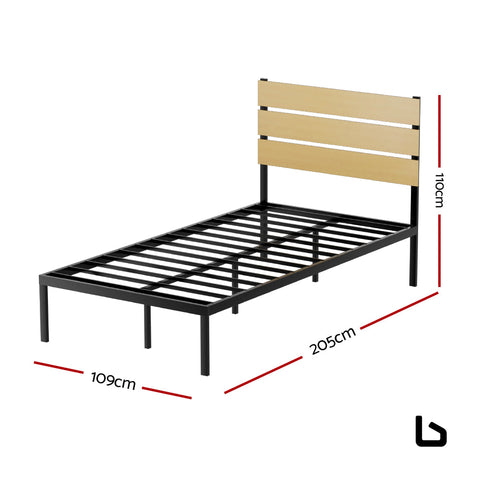 Bed frame metal base king single size platform foundation