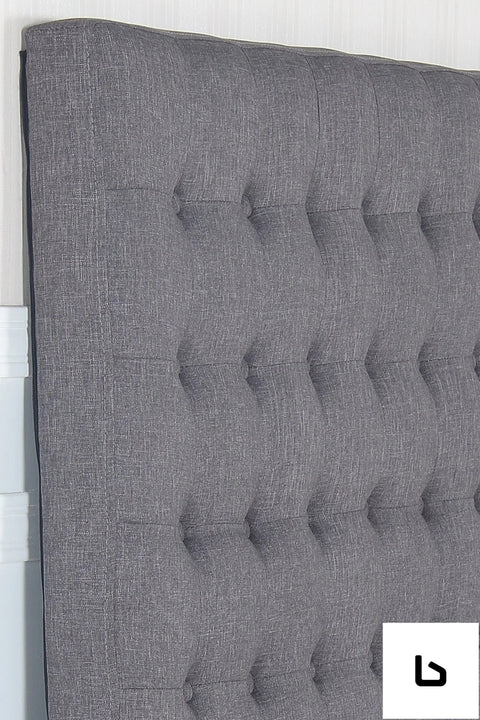Bed head queen charcoal headboard upholstery fabric tufted