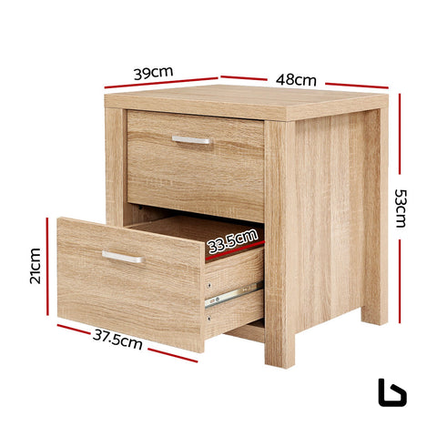 Bedside table 2 drawers - maxi pine - furniture > bedroom