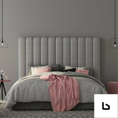 BELLA TALL Plush Slate Velvet Fabric Bed Frame (Australian