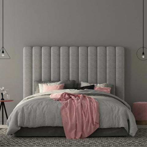 BELLA TALL Plush Slate Velvet Fabric Bed Frame (Australian