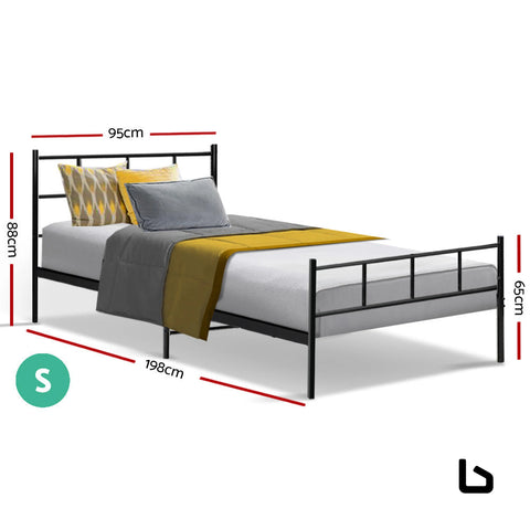 Metal bed frame single size platform foundation mattress