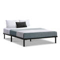 Metal bed frame double size mattress base platform wooden