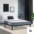 Metal bed frame double size mattress base platform wooden