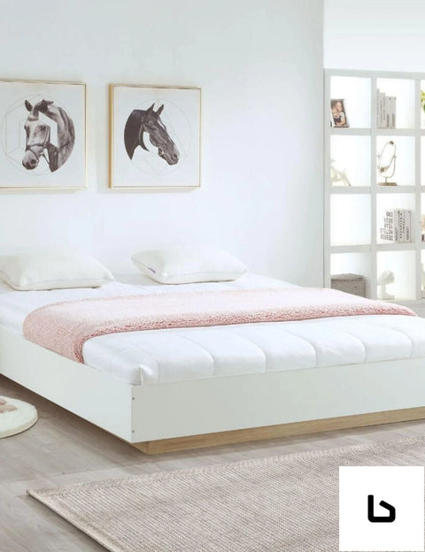 Bf industrial contemporary white oak bed base bedframe -