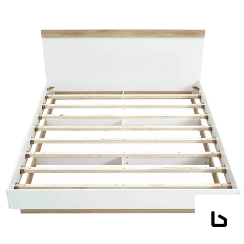 Bf industrial contemporary white oak bed frame queen size -