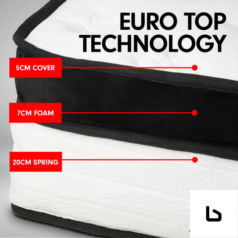 Bf king mattress bed size euro top 5 zone spring foam 32cm
