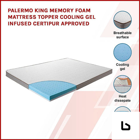 Bf king memory foam mattress topper cooling gel infused