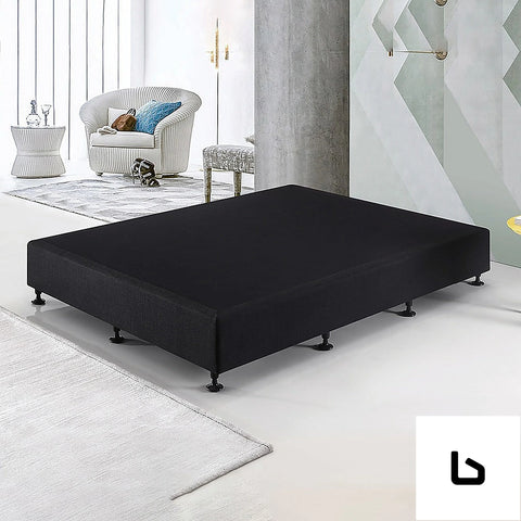 Bf king single ensemble bed base midnight black linen fabric