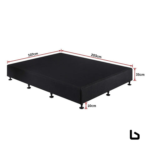 Bf king single ensemble bed base midnight black linen fabric