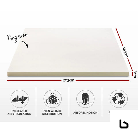 Bf mattress - memory foam topper w/cover 8cm - king -