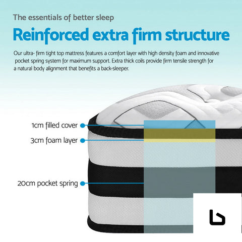 Bf mattress - rumba tight top pocket spring 24cm thick queen