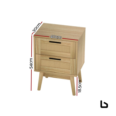 Boho double drawer bedside table - tables