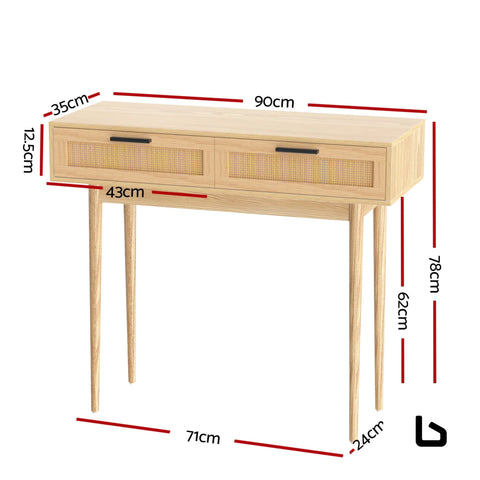 Boho rattan console table - furniture > living room