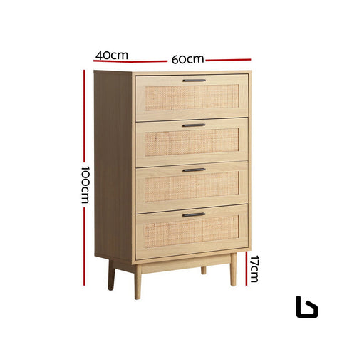 Boho wooden tallboy - chest of drawers
