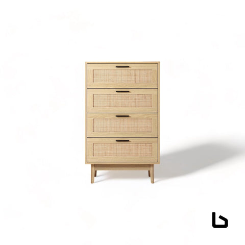 Boho wooden tallboy - chest of drawers