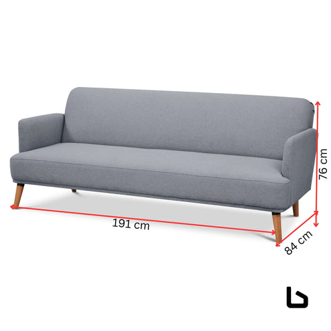 Brianna 3 seater sofa bed fabric uplholstered lounge couch