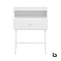 Cecil slender fluted bedside table in white - furniture >