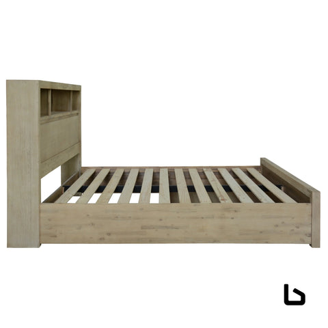 Brunet bed frame queen size timber mattress base storage