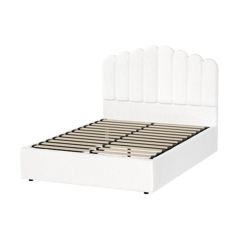 Charlotte boucle white gas lift bed frame