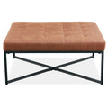 Chelsea fabric square ottoman footstool bench light brown