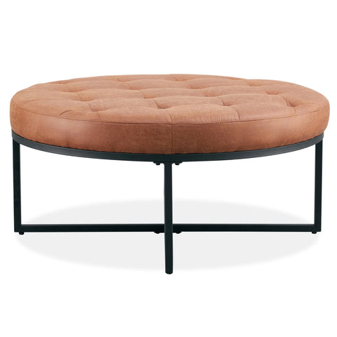 Chelsea round ottoman footstool bench light brown