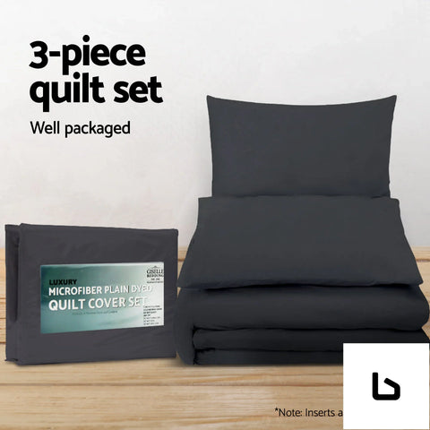 Quilt cover set classic black - queen - bedding