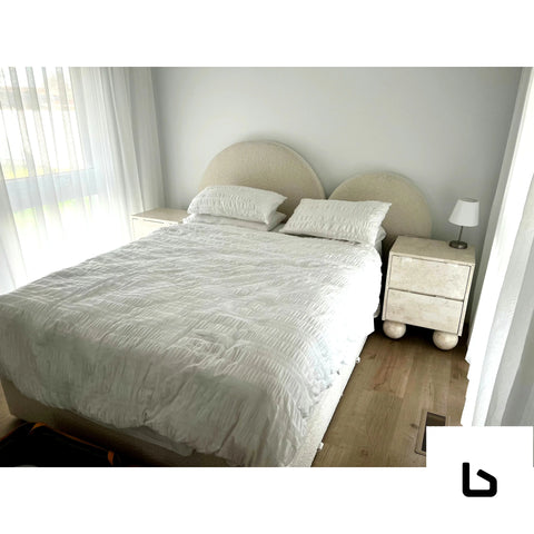 CLOUDI Orlando Bracken Boucle Fabric Curved Bed Frame