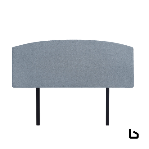 Linen Fabric Queen Bed Curved Headboard Bedhead - Berlin Blue