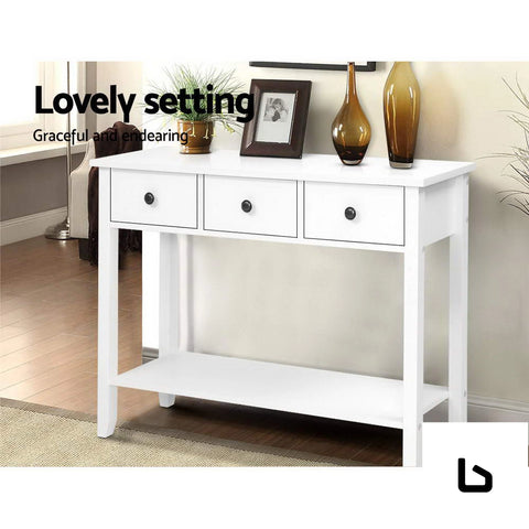 Console table 3 drawers 100cm white chole - furniture >