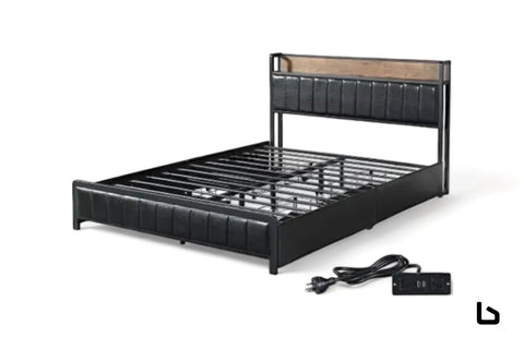 Dolan led storage bed frame