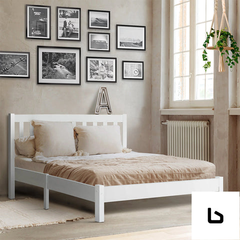 Double full size wooden bed frame sofie pine timber mattress