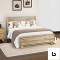 Double size wooden bed frame in solid wood antique design