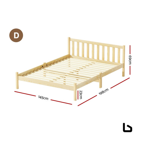 Double wooden bed frame - frame