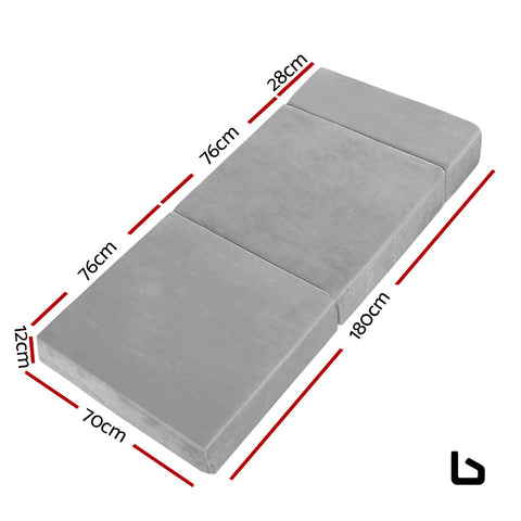 Bedding foldable mattress folding foam bed mat light grey