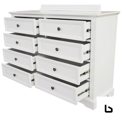 Dresser 8 chest of drawers bedroom acacia timber storage