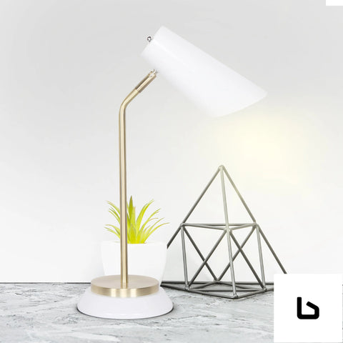 Electric reading light table lamp brass finish - white
