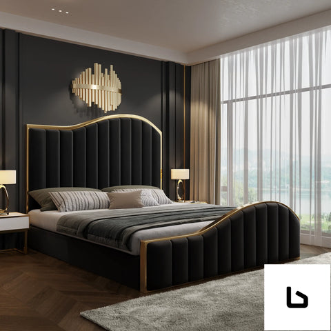 Elegant luxury king size velvet fabric storage bedframe