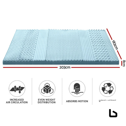 Enhanced bamboo 7 zone cool gel 8cm mattress topper