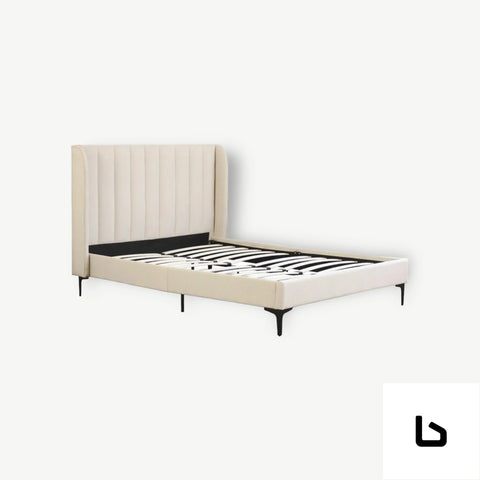 FALLON White Oak Fabric Fabric Bed Frame BED FRAME - Bed