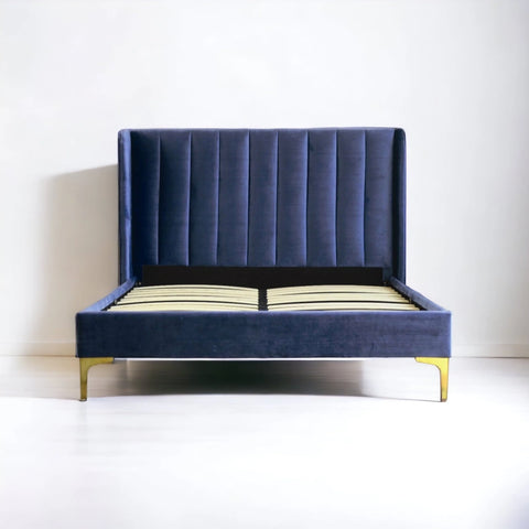 Fallon blue velvet bed frame