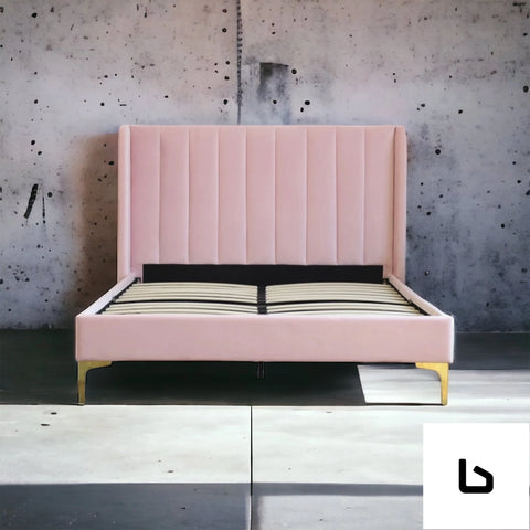 Fallon pink velvet bed frame
